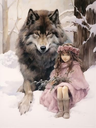 DIY Peinture Diamant Loup 50x70cm, le cadeau idéal pour activités manuelles