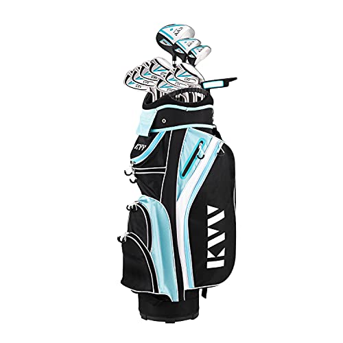 KVV Women’s Complete Golf Clubs Package Set Includes Driver, Fairway, Hybrid, 5#-P# Irons, Putter, Cart Bag, Head Covers, Right Handed by KVV - Used condition - US$298.29