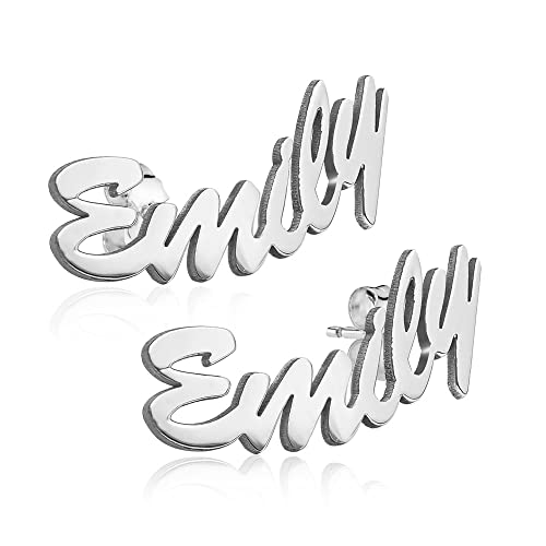 PicturesOnGold.com Custom Personalized Name Earrings - Sterling Silver - Amazing Gift for Women...