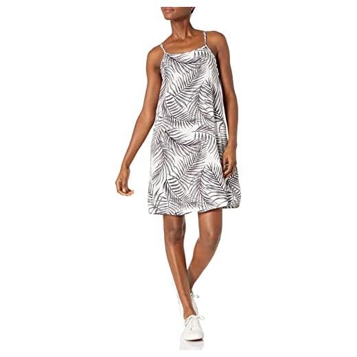 28 Palms Tropical Hawaiian Print Halter Shift Dress, Palm Fronds White/Black, US M (EU M - L)