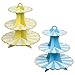 Espositore per torte a 3 livelli, supporto per torte pomeridiane in cartone, per torte, frutta, dessert, per servire cibo, per compleanni, matrimoni, feste, colore: giallo/blu