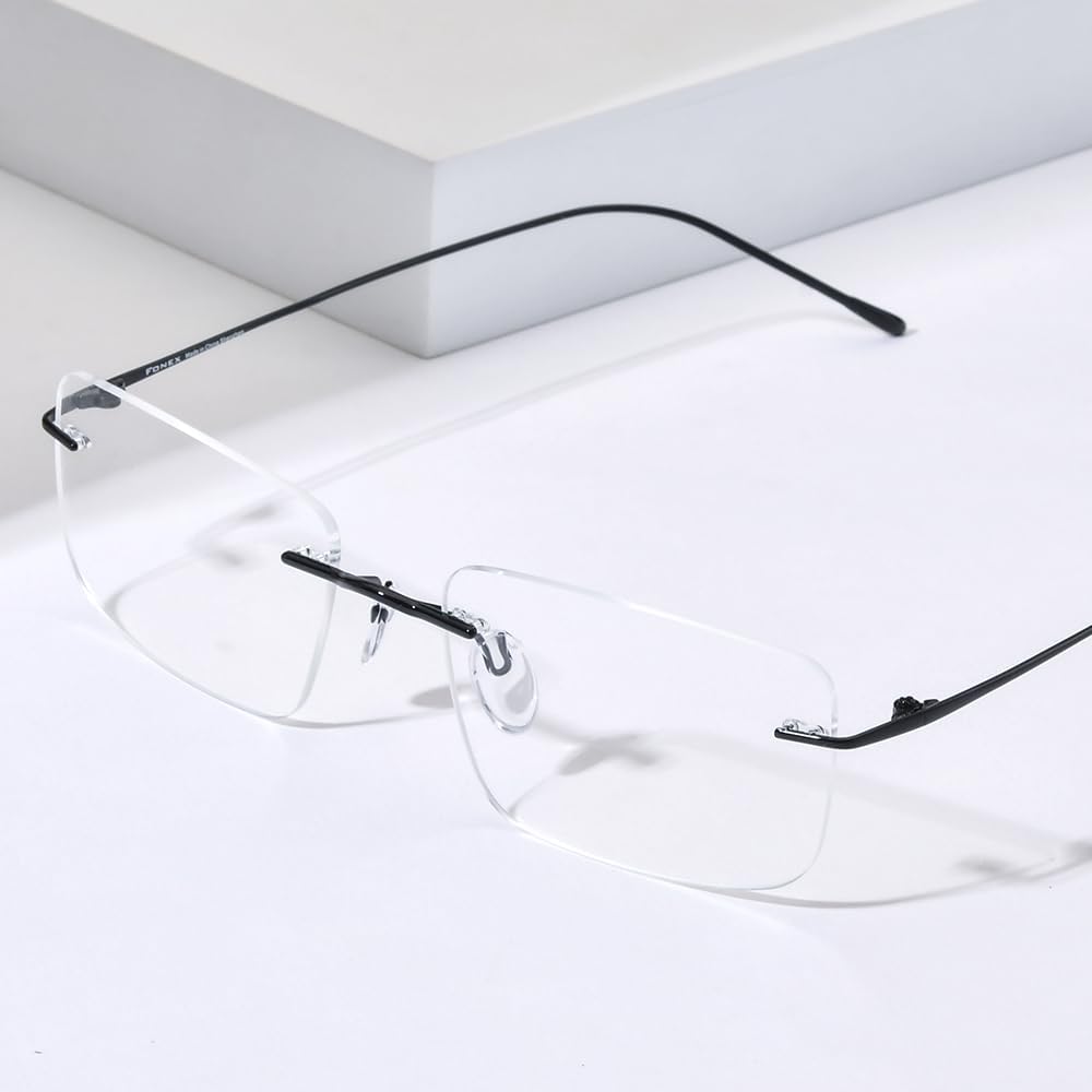 FONEX Titanium Glasses Frame,Rimless Frameless Optical Eyewear