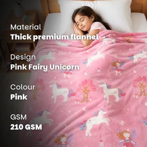 Image of Famyo Glow in The Dark Blanket for Kids, 0-15 Years |200x152 Cm| Soft Flannel Fleece Throw, Cozy & Warm All-Season Radium Blanket, Ideal Gift for Boys & Girls (Queen Size) (Pink)