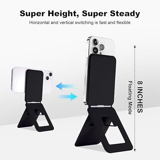 Image of ClickCase Magsafe Tripod Wallet for iPhone 12 to 17 Series, Mulit-Angles, Lightweight & Portable Phone Stand, Vegan Leather Magnetic Wallet, Strong Magnets, NFC Card Holder,Travel Essential (Black)