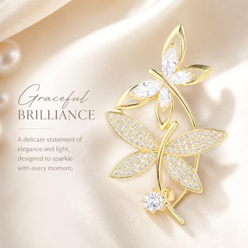 Image of 18K Gold-Plated Animal Brooch for Women Zirconia Pin Birthday Holiday Gift for Girlfriend Mother Wife