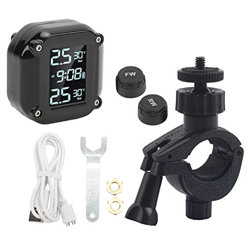 Reifendruckkontrollsystem Motorrad Motorrad Reifendruckkontrollsystem mit 2 Sensoren USB-Lade-LCD-Bildschirm IP67 Wasserdichtes TPMS für Sicheres Fahren