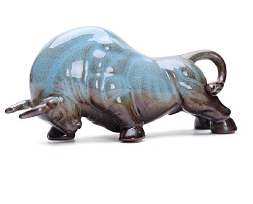 Figura de Toro de Cerámica para Decoración de Escritorio