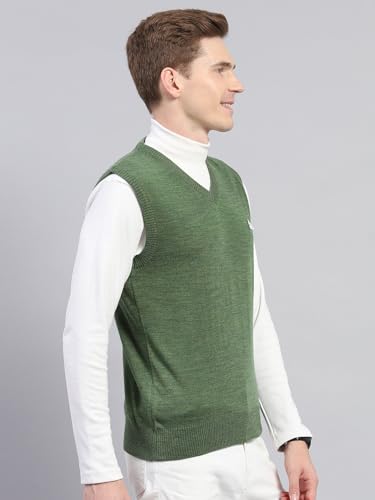 Image of Monte Carlo Men Regular Fit Sleeveless Solid V Neck Winter Sweater (Pack of 1)