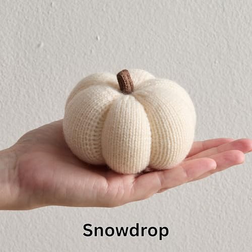 Image of Cozy Mini Knit Set of 3 Ivory Pumpkins (Snowdrop Multi-Size Set) | Tabletop Decor, Fall Accent, Bowl Filler, New Apartment Gift