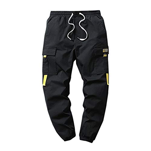 LINSINCH Pantalon De Travail Hommes Grande Taille Cargo Nouveau Style Individuel De La Mode pour Pure Pure Pantalons Neuf Minutes Hiver Chasse Jogging Slim Elastique Salopette ( Noir 9XL ) Cover