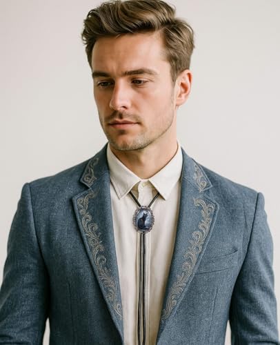 Image of PEARLY JUN Bolo Tie for Women Men Flower Rose Western Cowboy Brown Leather Country Style String Vest Gifts