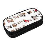 LOUJIN Śliczny chihuahua mops wzór nadruk duża pojemność piórnik, tkanina Oxford piórnik, podwójny zamek błyskawiczny duży piórnik, Kolor, 5.0cm*10.5cm*20.5cm, Piórnik