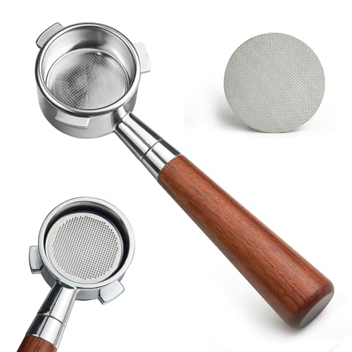 stochastic box 54 mm Bottomless Portafilter Compatible with Breville Barista Express Machines 3 Ears Espresso Portafilter with Puck Screen,Stainless Steel Porta filter, Rosewood Handle