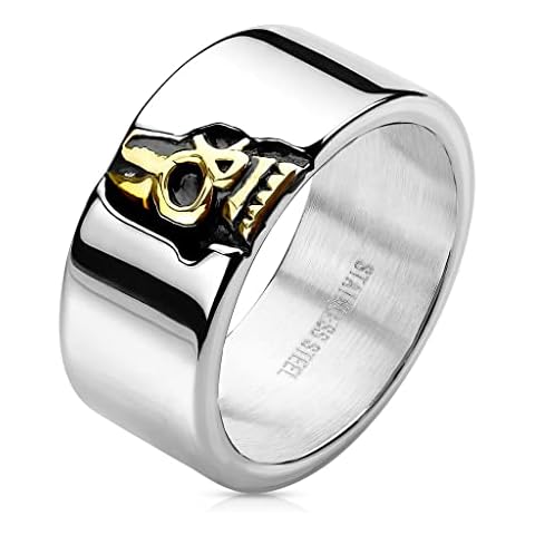 Paula & Fritz® Anillo para hombre con calavera bicolor Cover
