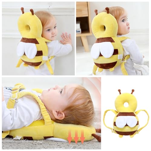 Falafoty Baby Head Protector Backpack, Toddler Walking Head Safety Pads Adjustable Size, Head Protector Padded, Baby Harness Baby Back Protection for Walking & Crawling 4-36 Months (Bee) - Image 4