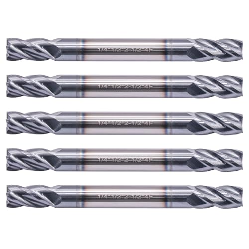 Image of 5Pcs 1 /4 inch 4 Flute Solid Carbide Square End Mill - Double End - AlTiN Coated | 35 Degree Helix, 1 /4 inch Cutting Diameter, 1 /4 inch Shank Diameter, 1 /2 inch Length of Cut, 2-1 /2 inch Overall Length