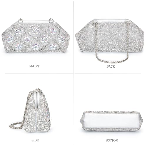 Image of BBTT.ful Flower Evening Handbags Crystals Clutch Purses Rhinestone Shoulder Crossbody Bag