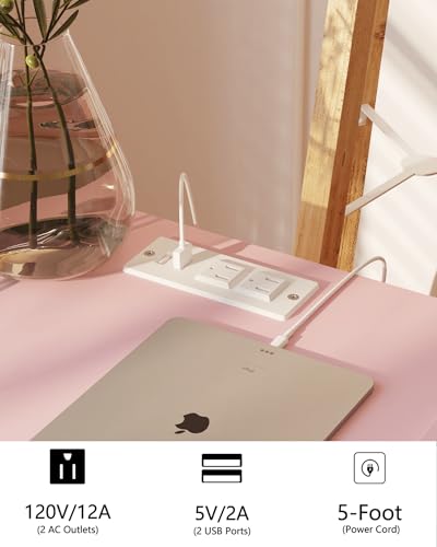 Image of Nightstand with Oultlet,Modern Bedside Table with Storage Drawer and Open Wood Shelf, for Living Room, Bedroom and Small Spaces, Accent Night Stand with Solid Wood Legs, Easy Assembly,Pink
