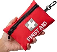 General Medi 150 Pieces Small First Aid Kit - Includes Emergency Foil Blanket, Scissors for Travel, Home, Office, Vehicle, Camping, Workplace & Outdoor (Red)