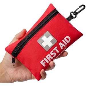 General Medi 150 Pieces Small First Aid Kit – Includes Emergency Foil Blanket, Scissors for Travel, Home, Office, Vehicle, Camping, Workplace & Outdoor (Red)