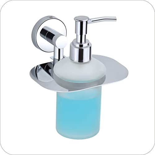 Image of Liquid soap Dispenser Holder for Bathroom handwash Dispenser soap Dispenser for wash Basin 37(Chrome Finish,Anti-Rust)(304 Stainless Steel and Glass)