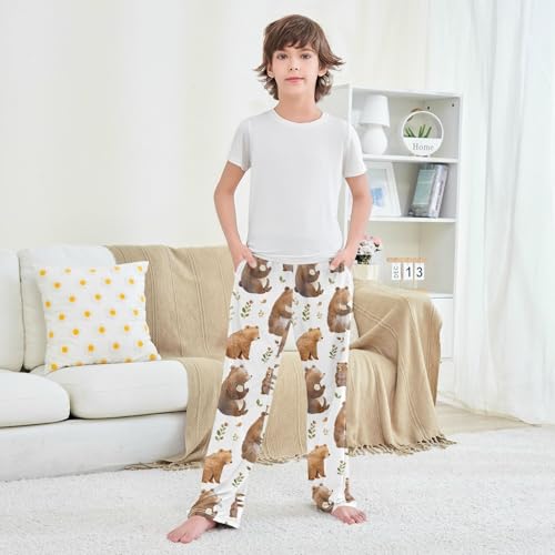 Pajama Pants Bear Leaves Long Sleep Pants Lounge Bottoms4