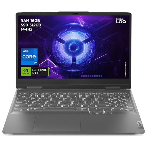Lenovo LOQ 15IRH8 - Ordinateur Portable 15.6'' FHD 144Hz (Intel Core i7-13620H, RAM 16Go, SSD 512Go, NVIDIA RTX 4060 8Go, Sans Système d'Exploitation) Clavier rétroéclairé AZERTY - Gris