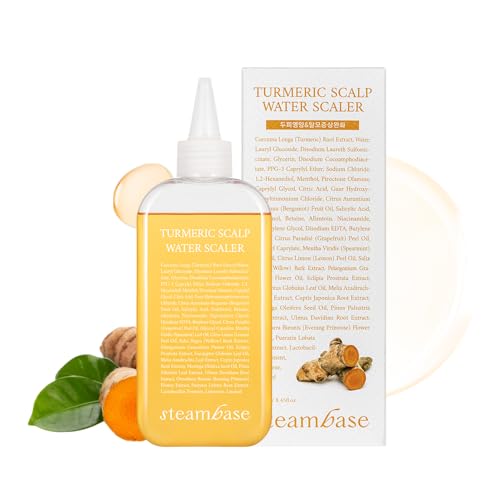STEAMBASE Turmeric Scalp Water Scaler | Scalp Exfoliator for Itchy Dry Scalp Thinning Hair Buildup Remover Treatment for Excess Sebum Oily Greasy Hair | Korean Hair Care Products 8.45 fl oz