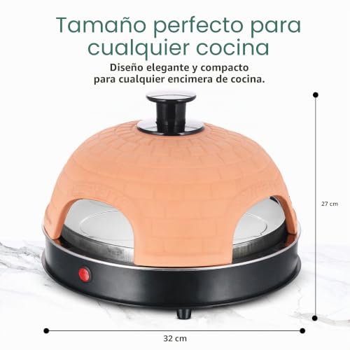 Miniatura 7 de Emerio Po-115985 Horno Para Pizza Eléctrico, Antiadherente, Incluye Espátulas Y Cortapizzas, Libre De Bpa, 900w