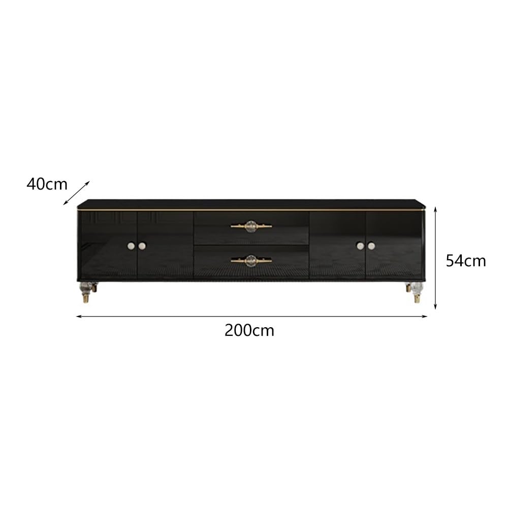 Mobile TV 200cm Console Legno Massello Vintage, Hub Intrattenimento Nero Rustico, Mobile Deposito per Alberghi & Agriturismi Console multimediale