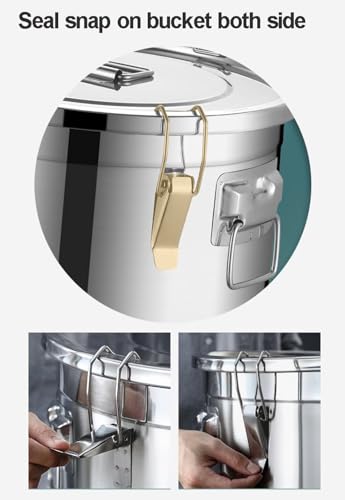 Barattolo ermetico in acciaio inox per olio, latte, vino, riso, fagioli, tè, resistente alle perdite, con coperchio ad anello in gomma siliconica e chiusura a scatto