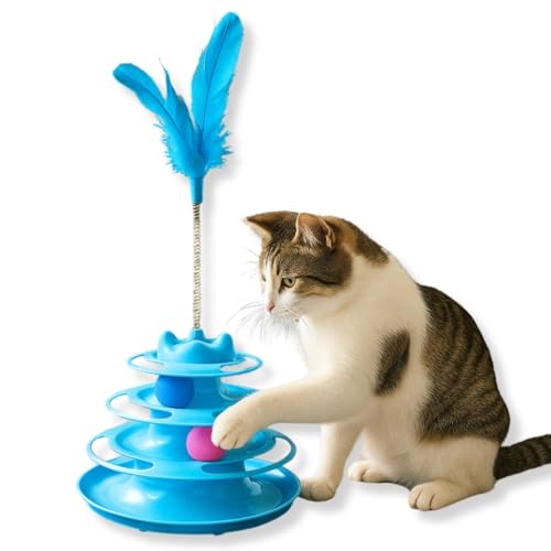 Brinquedo Interativo Pet Torre Para Gatos Interativa com Pena Torre de Bolinhas Circuito para Gato