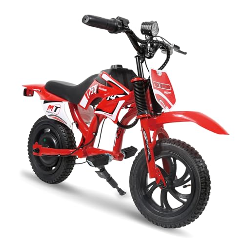 Image of Kids Electric Motorcycle, 25.2V 300W Brushless Motor & Controller, 3 Speeds (10MPH, 8 Miles), LCD, LED, Moto Sound, Twist Grip, Dual Suspension & Brakes, for 3-8 yrs, 110 LB (Red)