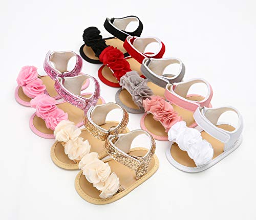 myppgg Baby Girls Summer Sandals Non-Slip Soft Sole Infant Slippers Floral Princess Dress Toddler First Walkers Shoes…2