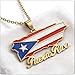 Fusamk Fashion Stainless Steel Puerto Rico Map Pendant Country Flag Pattern Necklace(Gold)