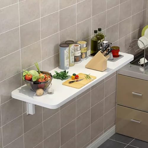 Mesa plegable montada en la pared para ahorrar espacio, mesa de comedor de hojas para pequeñas áreas (blanca 60 x 40 cm/24 x 16 pulgadas)