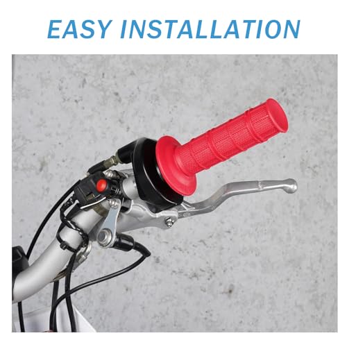 ZBGUN 2 PCS 22MM 7/8\" Vehicle Handlebar Grips Protective Replacements, Soft Silicone Checkered Motorcycle Grip Hand Covers, Universal ATV Grips Accessories for Motorcycle Bike Scooter (Red)