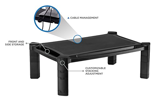 Mount-It! Desktop Computer Monitor Riser - Height Adjustable Tabletop Stand Shelf For Pc And Laptop Displays And Printers, 19 X 13 Inch, 6.6” High, Black, Mi-7851 #TOP3