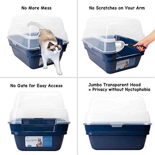 Caja de arena para gato grande plegable con tapa transparente miniatura 4