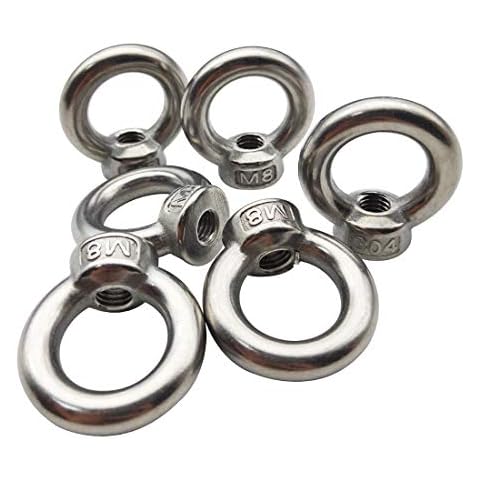 Sipery 6Pcs Ring Shape Lifting Eye Nut M8 304 Stainless Steel Female Thread Lifting Ring Eye Bolts Cover