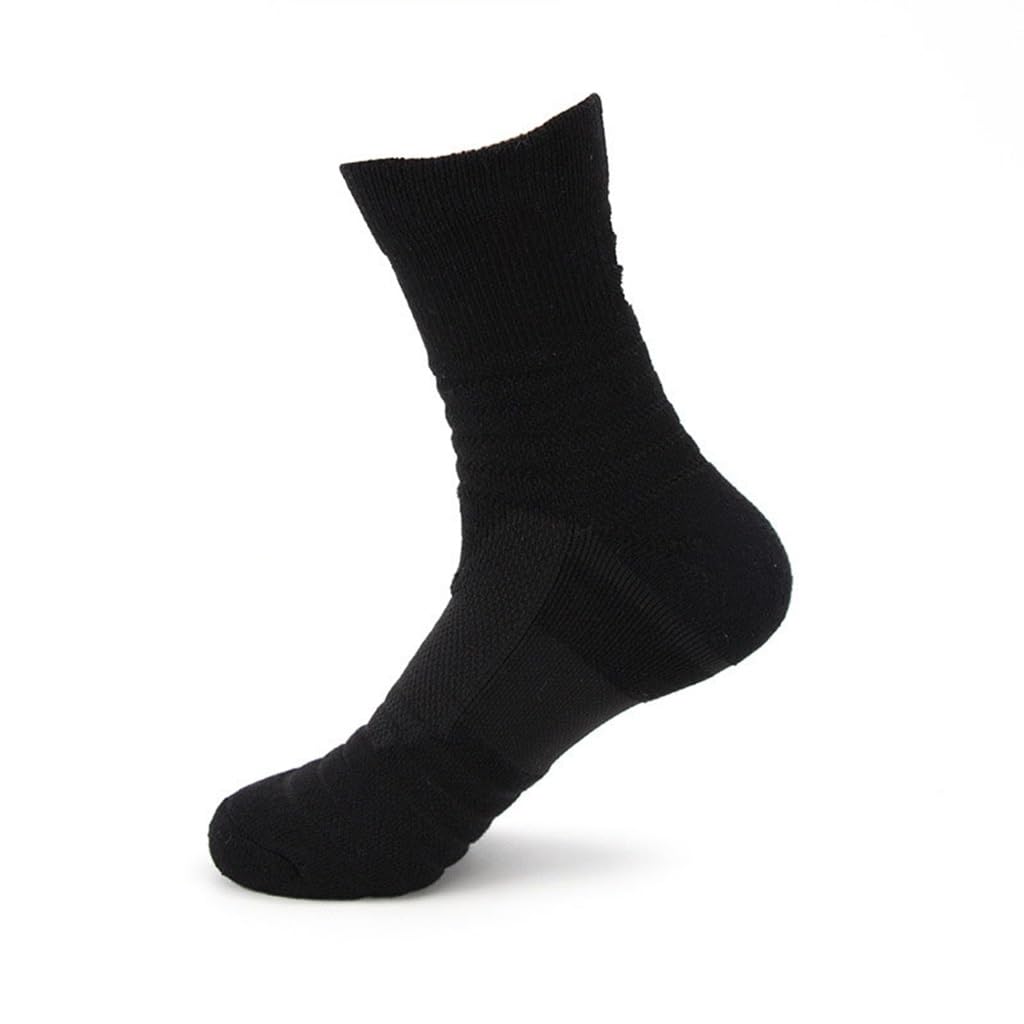 Chaussettes de sport mi-longues d'élite de badminton noir en coton