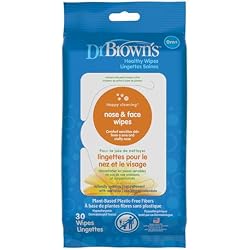 1 of Dr. Brown's Nose and Face Healthy Wipes, Safe Cleaning and Moisturizing for Babies and Toddlers, Hypoallergenic for Sensitive Skin, 30 count, 1-Pack (Packaging May Vary)