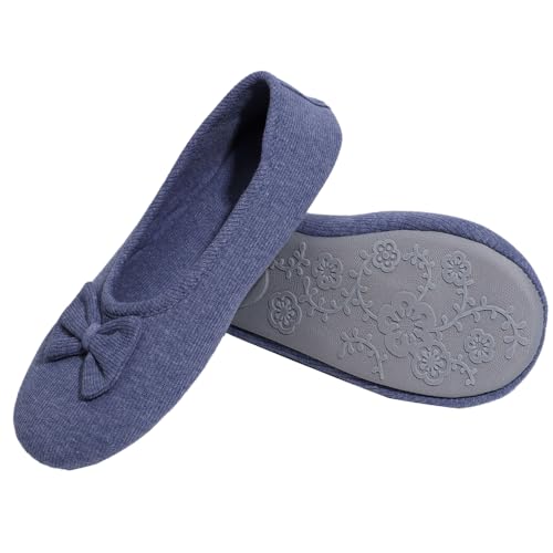 Urbancolor Women's Washable Memory Foam Ballerina Slippers Light Weight Terry Cloth House Shoes/Stretchable Heel Design4