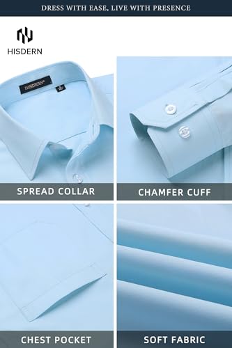 Image of HISDERN Mens Dress Shirt with Tie Pocket Square Set Classic Button Down Shirt Matching Tie Long Sleeve Shirts