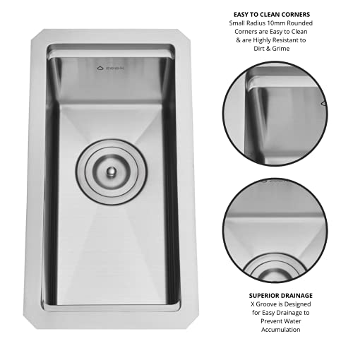 Zeek 10 Inch Workstation Stainless Steel Bar Sink Undermount With Accessories Single Bowl 16 Gauge #TOP3