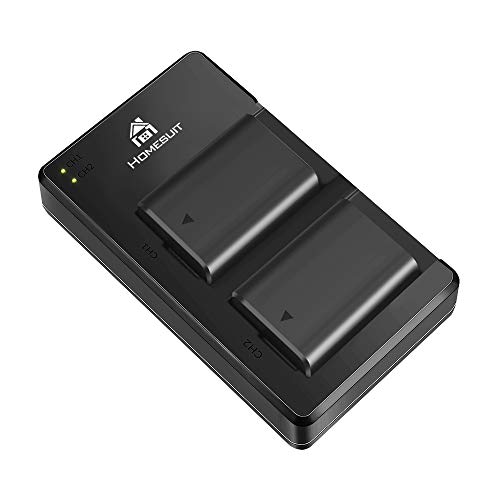 Homesuit 2-Pack NP-FW50 Batteries and USB Dual Charger for Sony A6000, A6500, A6300, A7, A7II, A7RII, A7SII, A7S, A7S2, A7R, A7R2, A55, A5100, RX10 Accessories (Micro USB Port, 1300mAh)