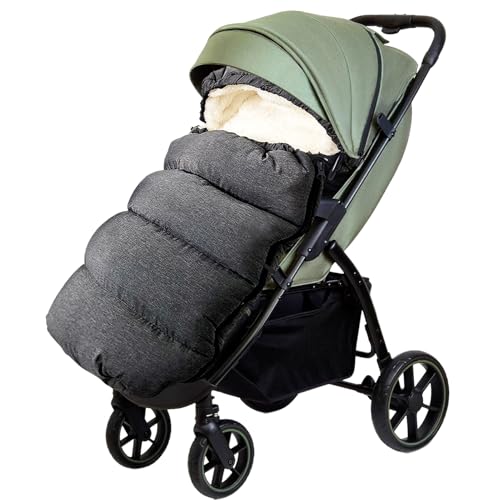 Aloskart Saco Silla Paseo Universal Invierno, Saco Carro Bebe Invierno Universal, Doble Espesamiento, Saco Silla Carrito Bebe, para Cochecito Coche o Asiento de Bebé (Gris-Oscuro)