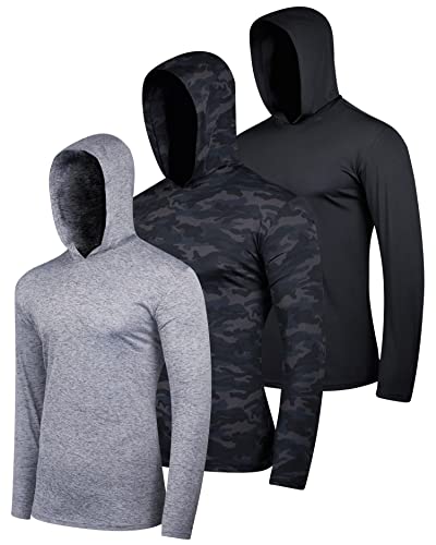 Real Essentials 3 Pack: Boys Girls Youth Teen Quick Dry Dri Fit Dry Fit Long Sleeve Active Athletic Hoodie Tops Gym Sweatshirt Basketball Clothes Moisture Wicking Performance -Set 5,M #TOP5