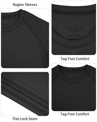 Image of Boys UPF 50+ Rash Guard Swim Shirt, Kids Youth Long Sleeve Sun Protection UV Rashguard Shirts for Water Surfing Beach