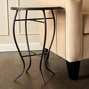 Quality Outdoor Living 29-KY04TN Accent Side Table - Small, Colorful Mosaic Design, Rust-Resistant Steel Frame, Tan Quality Outdoor Living 29 KY04TN Accent Side Table Small Colorful Mosaic Design Rust Resistant Steel Frame Tan